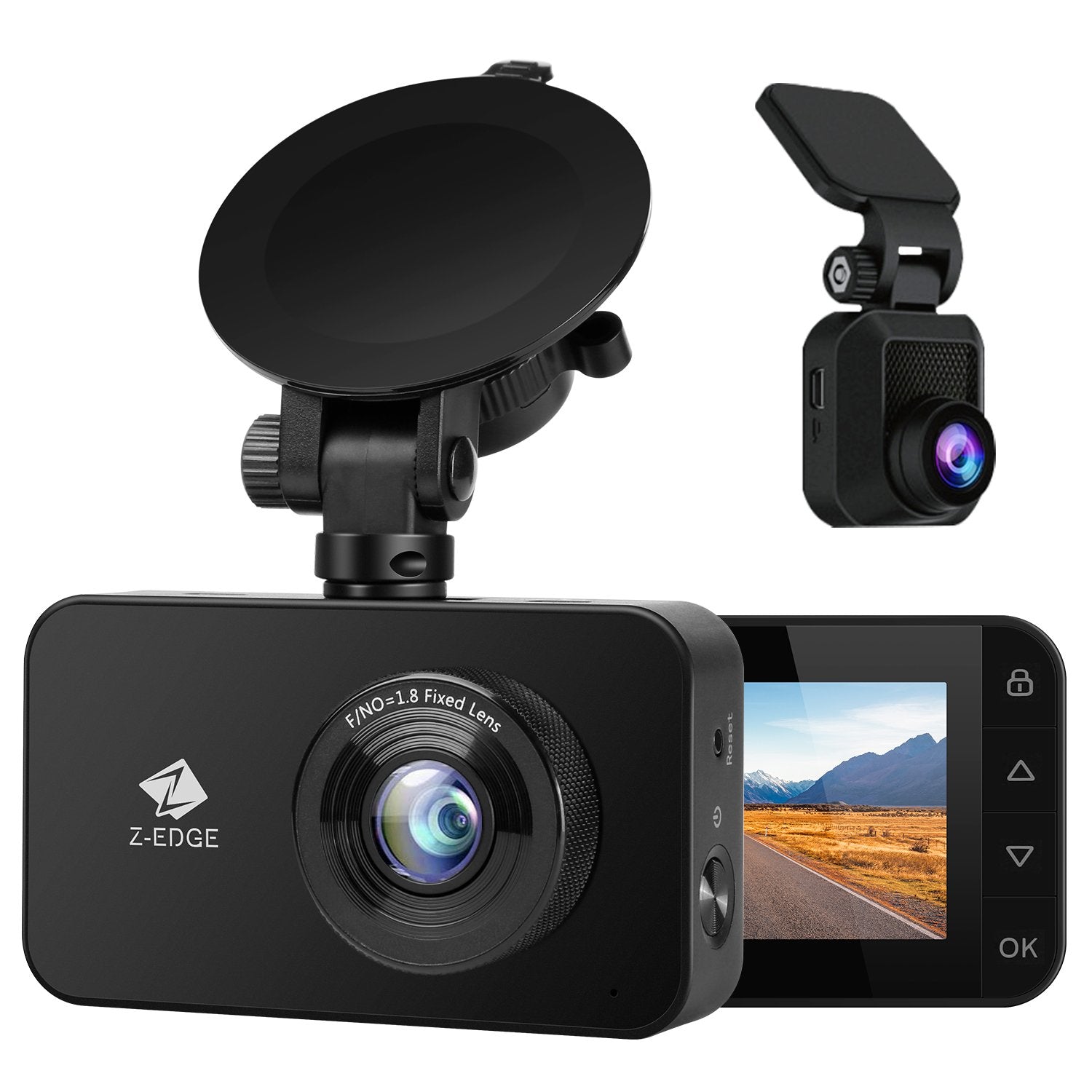 Z-EDGE Z3D 2560x1440P 2K QHD, Front and Rear Dash Cam with WiFi, GPS