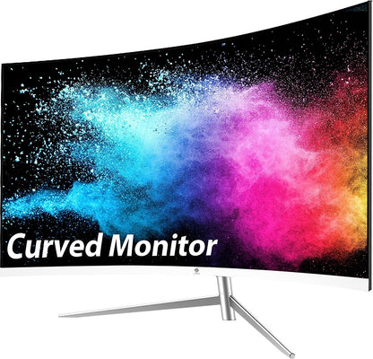 Z-Edge 24 Inch Curved Monitor FHD 75Hz 5ms Frameless Design, HDMI & VGA, White