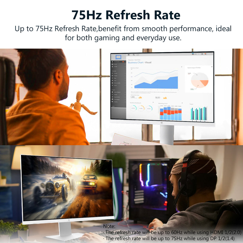 Z-Edge 27 Inch 4K Monitor UHD 3840x2160 IPS 75Hz(DP) FreeSync, Frameless Design, HDMI x2, DisplayPort x2, Height & Tilt Adjustable & Pivot, White