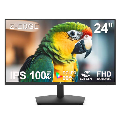 Z-EDGE 24" IPS Monitor 100Hz, FHD 1920x1080, Frameless Design, Ideal for Office & Gaming, VESA Compatible, Black