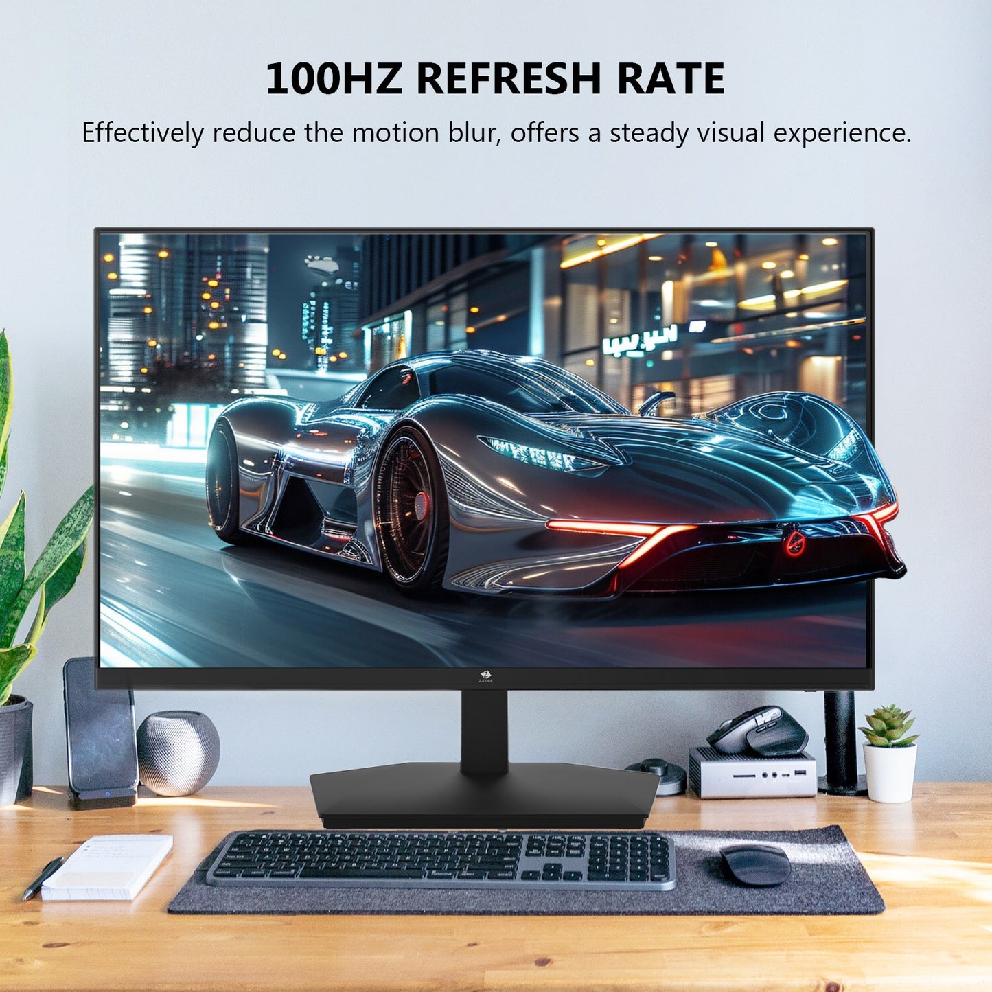 Z-EDGE 24" IPS Monitor 100Hz, FHD 1920x1080, Frameless Design, Ideal for Office & Gaming, VESA Compatible, Black