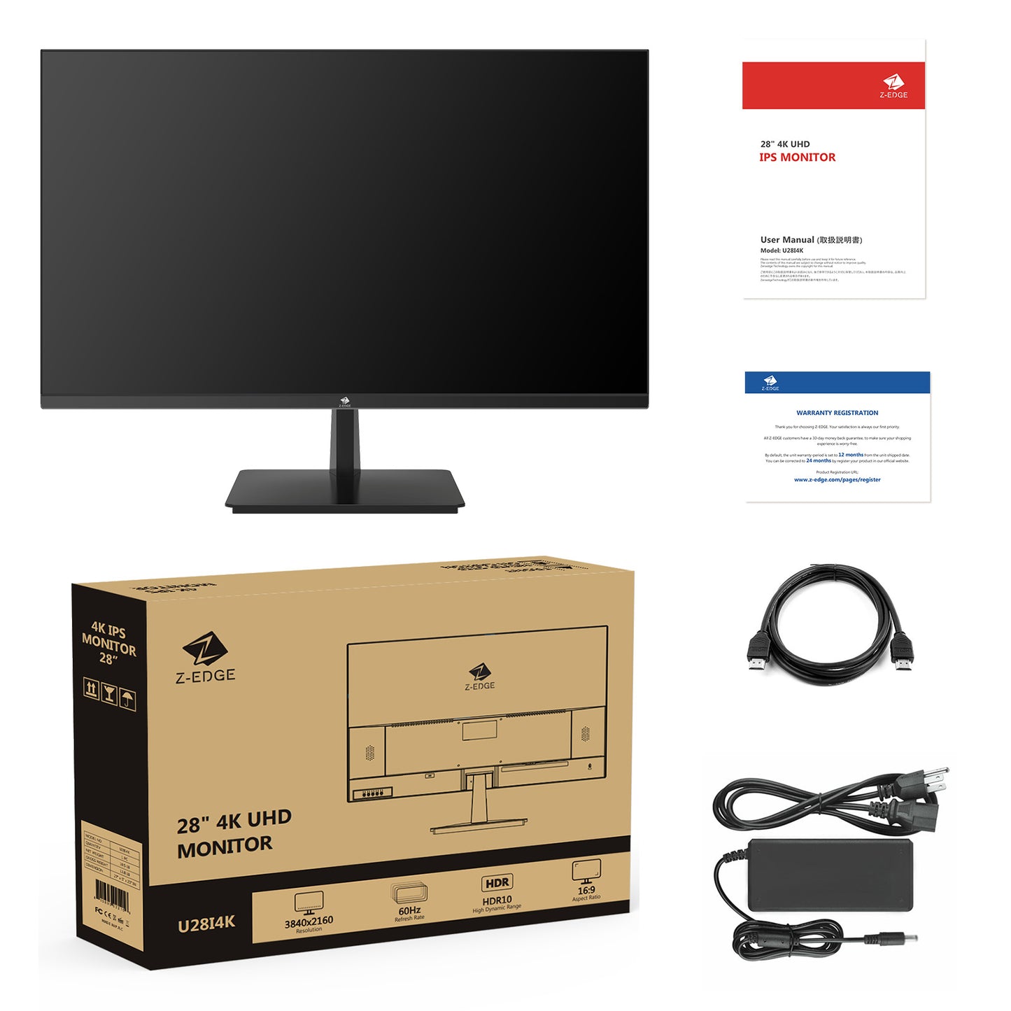 Refurbished: 28" 4K IPS Monitor UHD 3840x2160 60Hz 4ms HDMI DP Port Eye-Care Tech