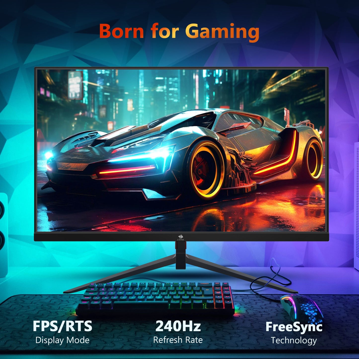 Z-EDGE 24.5 Inch 240Hz Gaming Monitor 1ms Full HD LED Monitor, AMD Freesync Premium, DisplayPort HDMI Port