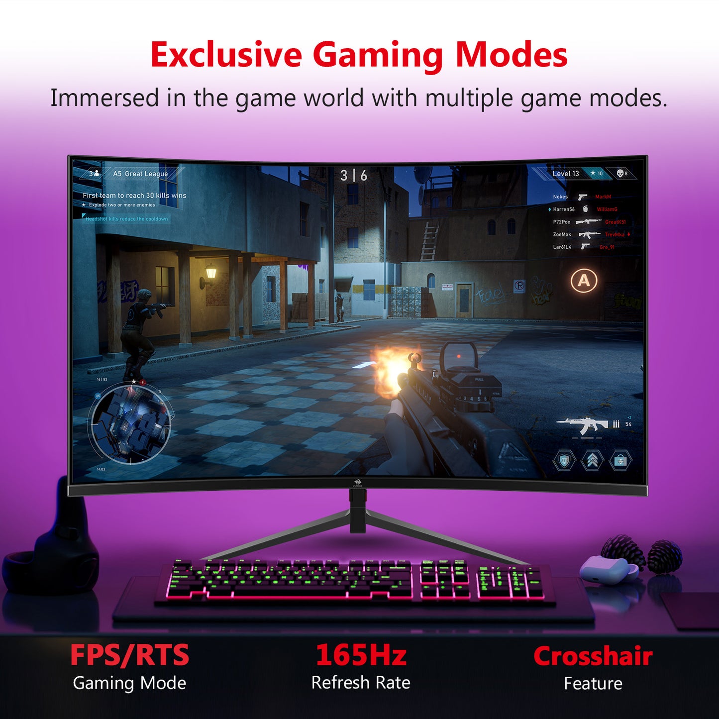 UG27Q 27 Zoll IPS Gaming Monitor 100Hz QHD 1440P Unterstützt Wandhalterung