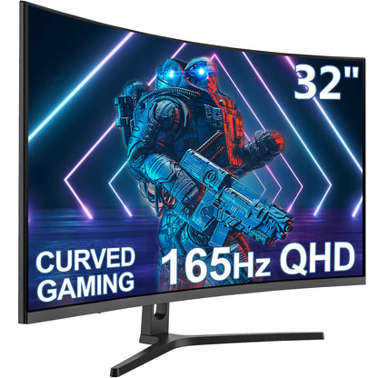 Z-EDGE 32 Inch QHD Curved Gaming Monitor, 165Hz 144Hz 1ms, 2K 2560x1440 16:9 Frameless Design, DisplayPort & HDMI Port