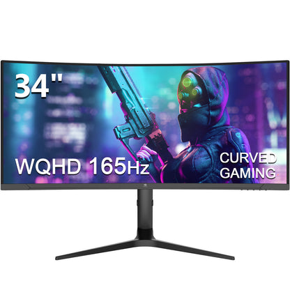 Refurbished: Z-EDGE 34" Ultrawide Curved Gaming Monitor, 165Hz Refresh Rate, 3440x1440 Resolution