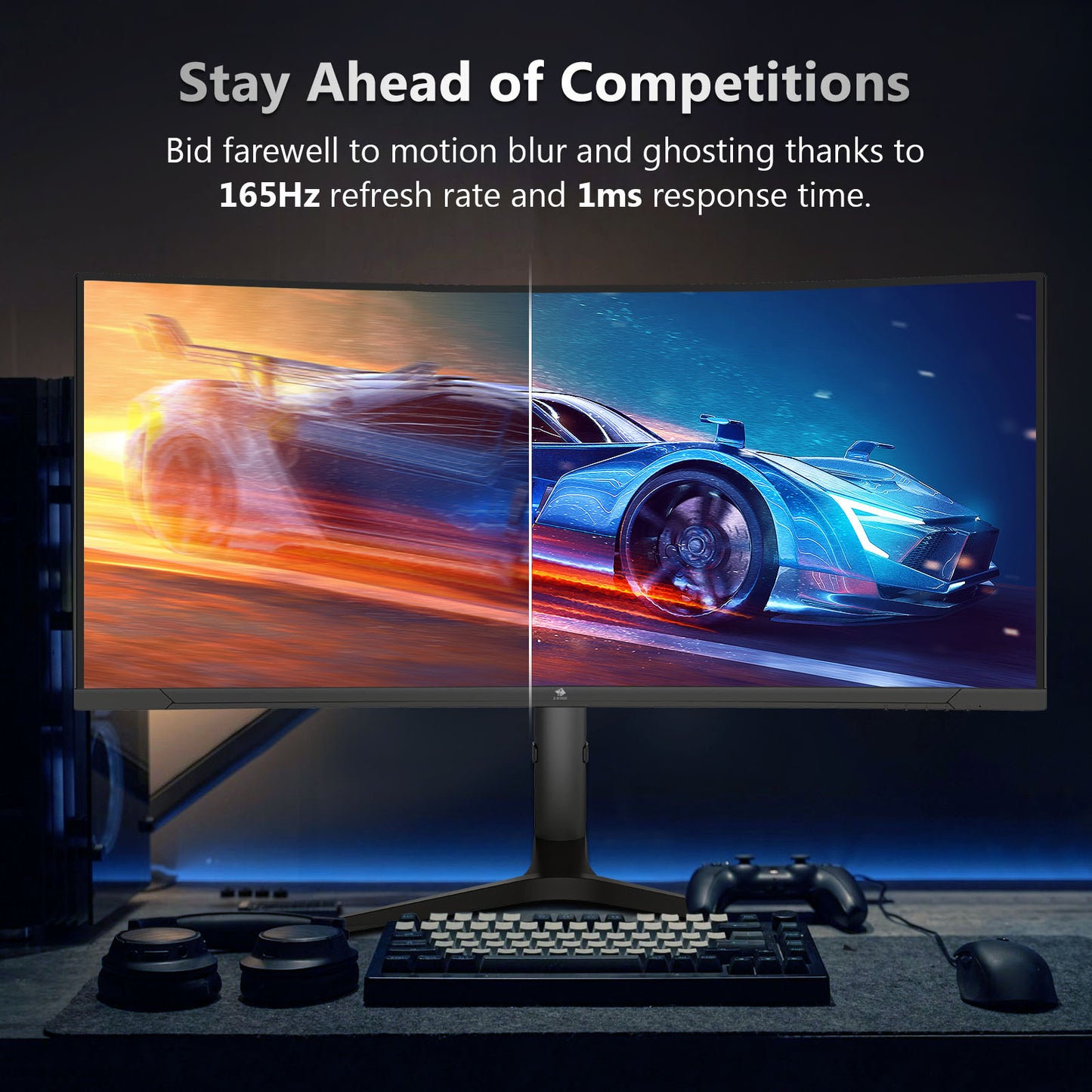 Refurbished: Z-EDGE 34" Ultrawide Curved Gaming Monitor, 165Hz Refresh Rate, 3440x1440 Resolution