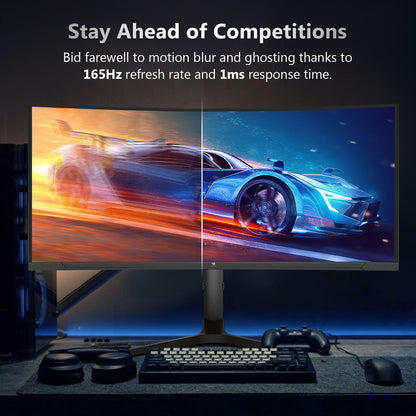 Z-EDGE UG34 34-Zoll-Ultrawide-2K-Curved-Gaming-Monitor mit 165 Hz Bildwiederholfrequenz, AMD Freesync