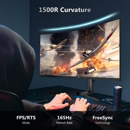 Refurbished: Z-EDGE 34" Ultrawide Curved Gaming Monitor, 165Hz Refresh Rate, 3440x1440 Resolution