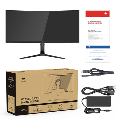 Z-EDGE UG34 34-Zoll-Ultrawide-2K-Curved-Gaming-Monitor mit 165 Hz Bildwiederholfrequenz, AMD Freesync