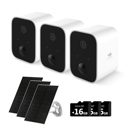 SW03 Wireless Smart Camera with Solar Panel, Includes 16G SD card,3pack