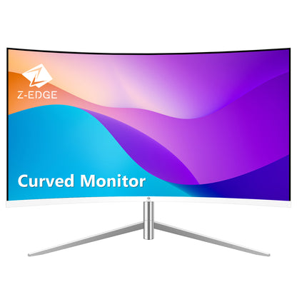 Z-Edge 24 Inch Curved Monitor FHD 75Hz 5ms Frameless Design, HDMI & VGA, White