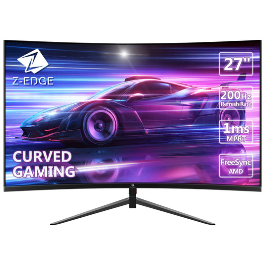 Z-EDGE 27" 200Hz Curved Gaming Monitor 1ms Full HD 1080P, HDMI & DP Port, Support VESA Wall Mount