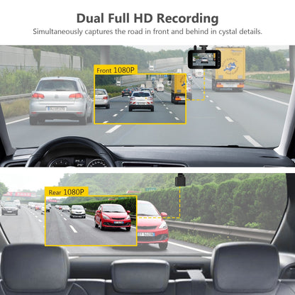 R1 Dual Dash Cam Built-in Wi-Fi, FHD 1080P, Front and Rear Video Dash Cam 