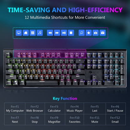 UK108 Mechanical Keyboard Gaming Keyboard 108 Keys with RGB Backlight and Palm Rest Keyboard Keyboard 