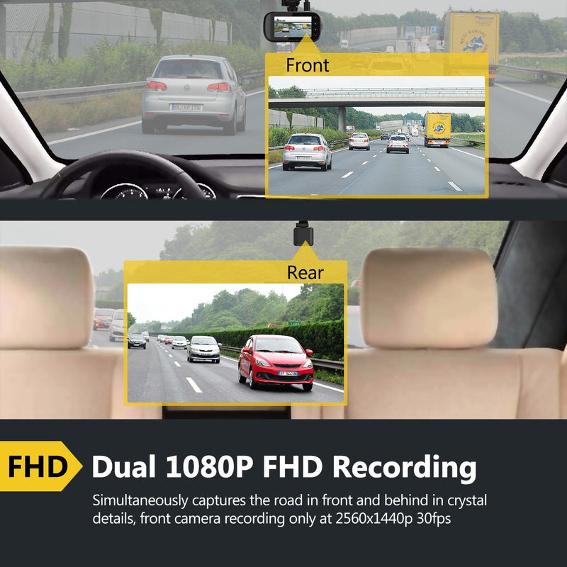 Refurbished: Z-EDGE GPS Dual Dash Cam Full HD 1080P Front and Rear Cam