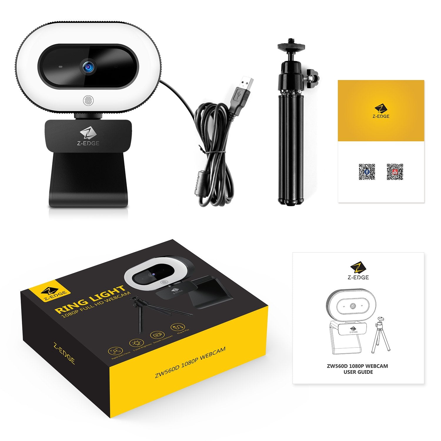 ZW560D Ring Light 1080P Full HD Webcam 2.0 Mega pixels Webcam Webcam 